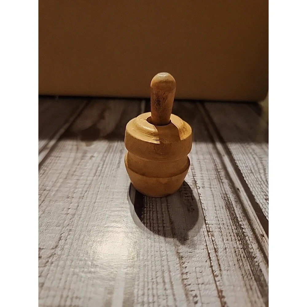 Antique Wooden Butter Mold Stamp Thistle & Leaf Design